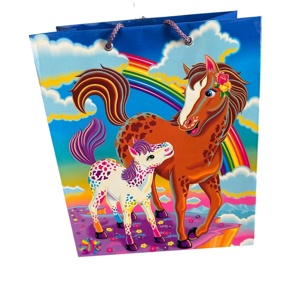 Lisa Frank Vintage Gift Bag Rainbow Chaser & Lollipop w/ Name Tag